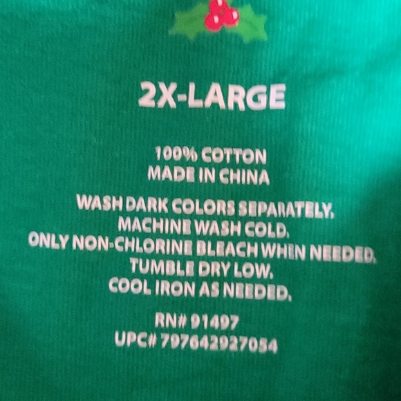 Holiday Party Elf T-Shirt Green 100% Cotton Christmas Crew Neck Men's 2XL - Picture 4 of 6